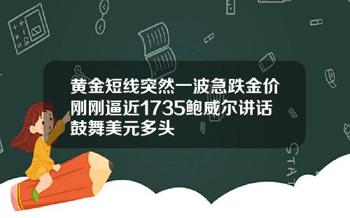 黄金短线突然一波急跌金价刚刚逼近1735鲍威尔讲话鼓舞美元多头