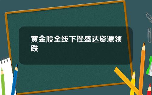 黄金股全线下挫盛达资源领跌