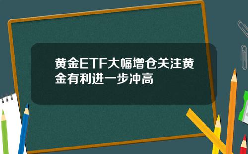 黄金ETF大幅增仓关注黄金有利进一步冲高