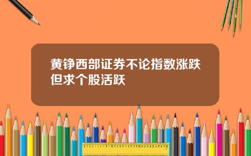黄铮西部证券不论指数涨跌但求个股活跃