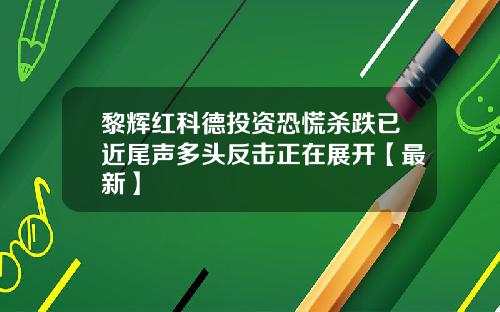 黎辉红科德投资恐慌杀跌已近尾声多头反击正在展开【最新】