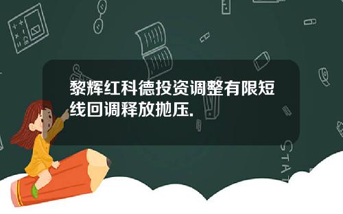 黎辉红科德投资调整有限短线回调释放抛压.