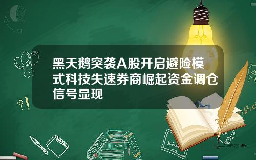 黑天鹅突袭A股开启避险模式科技失速券商崛起资金调仓信号显现