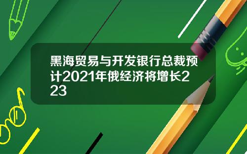 黑海贸易与开发银行总裁预计2021年俄经济将增长223