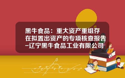 黑牛食品：重大资产重组存在拟置出资产的专项核查报告-辽宁黑牛食品工业有限公司