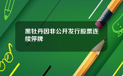 黑牡丹因非公开发行股票连续停牌