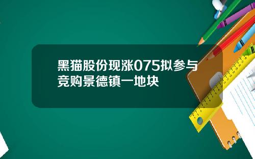 黑猫股份现涨075拟参与竞购景德镇一地块