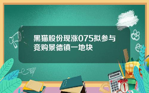 黑猫股份现涨075拟参与竞购景德镇一地块