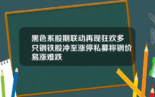 黑色系股期联动再现狂欢多只钢铁股冲至涨停私募称钢价易涨难跌