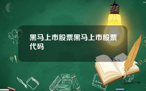 黑马上市股票黑马上市股票代码