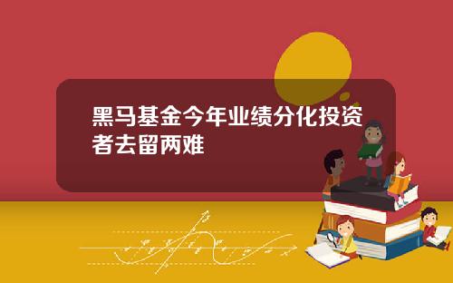 黑马基金今年业绩分化投资者去留两难
