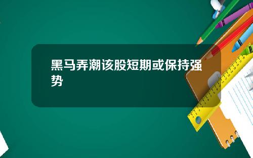 黑马弄潮该股短期或保持强势