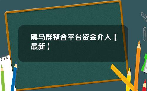 黑马群整合平台资金介入【最新】