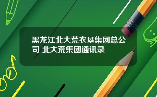 黑龙江北大荒农垦集团总公司 北大荒集团通讯录