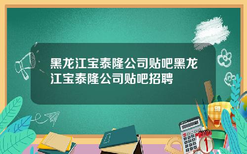黑龙江宝泰隆公司贴吧黑龙江宝泰隆公司贴吧招聘