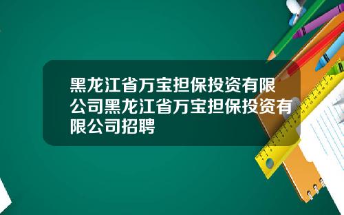 黑龙江省万宝担保投资有限公司黑龙江省万宝担保投资有限公司招聘