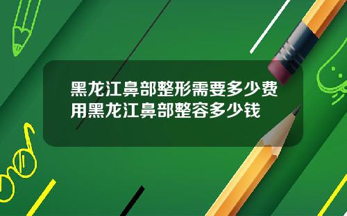 黑龙江鼻部整形需要多少费用黑龙江鼻部整容多少钱