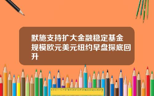 默施支持扩大金融稳定基金规模欧元美元纽约早盘探底回升
