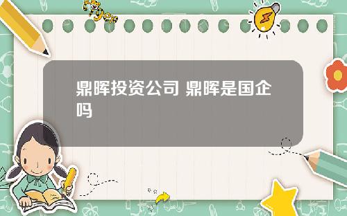 鼎晖投资公司 鼎晖是国企吗
