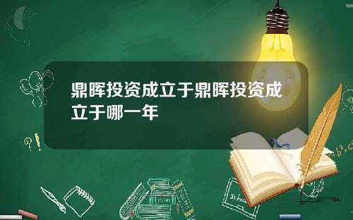 鼎晖投资成立于鼎晖投资成立于哪一年