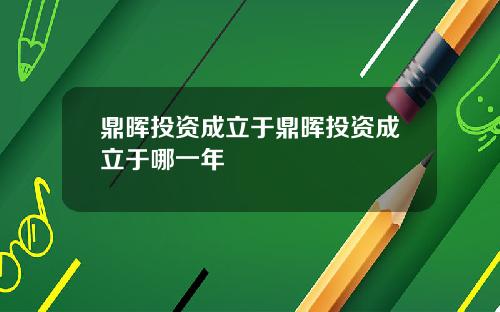 鼎晖投资成立于鼎晖投资成立于哪一年