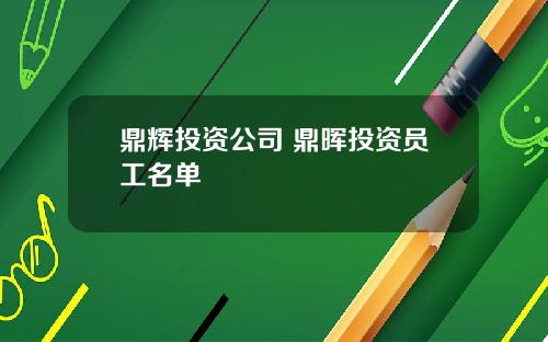 鼎辉投资公司 鼎晖投资员工名单