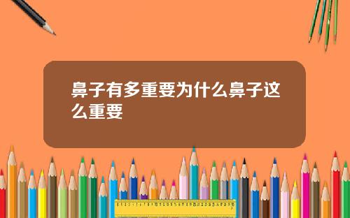 鼻子有多重要为什么鼻子这么重要