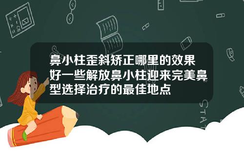 鼻小柱歪斜矫正哪里的效果好一些解放鼻小柱迎来完美鼻型选择治疗的最佳地点