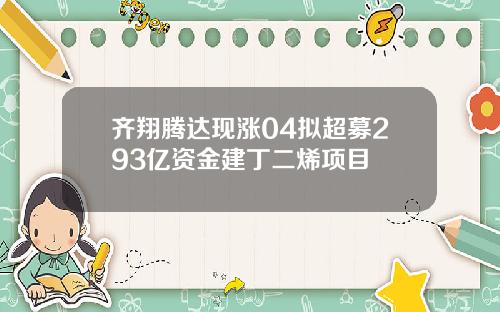齐翔腾达现涨04拟超募293亿资金建丁二烯项目