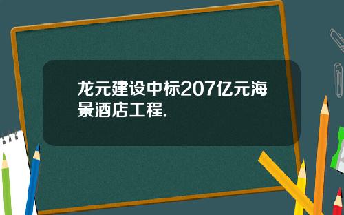 龙元建设中标207亿元海景酒店工程.