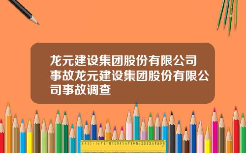 龙元建设集团股份有限公司事故龙元建设集团股份有限公司事故调查