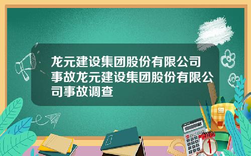 龙元建设集团股份有限公司事故龙元建设集团股份有限公司事故调查