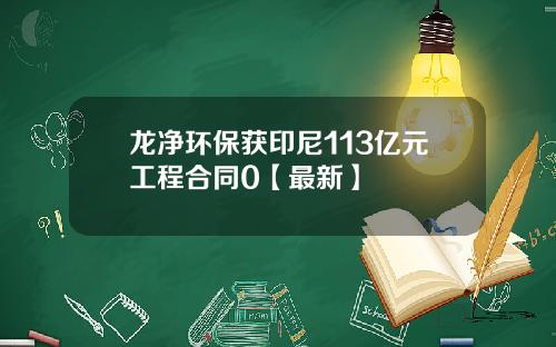 龙净环保获印尼113亿元工程合同0【最新】