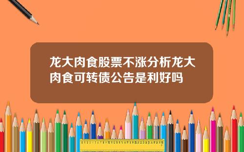 龙大肉食股票不涨分析龙大肉食可转债公告是利好吗