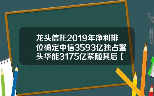龙头信托2019年净利排位确定中信3593亿独占鳌头华能3175亿紧随其后【最新】