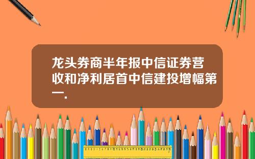 龙头券商半年报中信证券营收和净利居首中信建投增幅第一.
