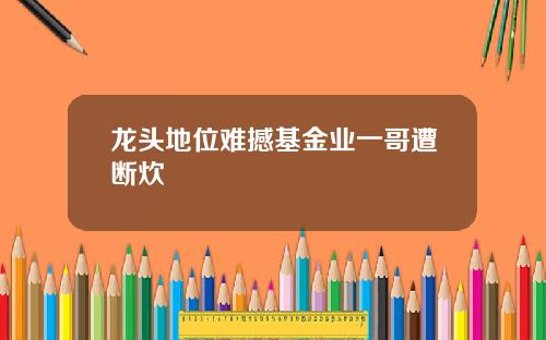 龙头地位难撼基金业一哥遭断炊