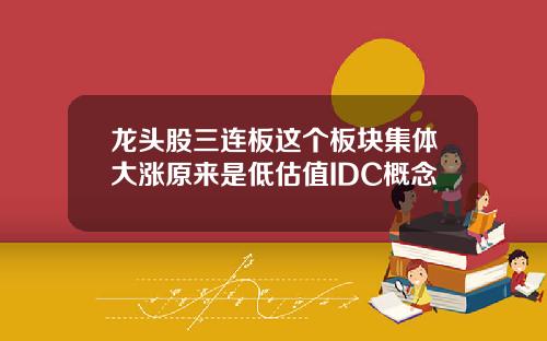 龙头股三连板这个板块集体大涨原来是低估值IDC概念
