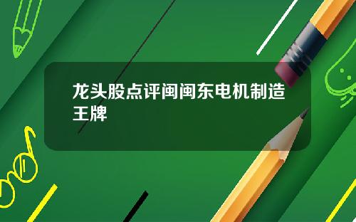 龙头股点评闽闽东电机制造王牌