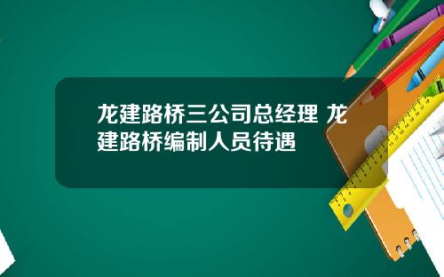 龙建路桥三公司总经理 龙建路桥编制人员待遇
