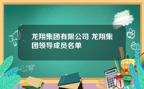 龙翔集团有限公司 龙翔集团领导成员名单