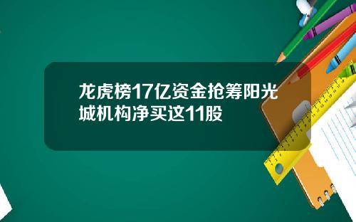 龙虎榜17亿资金抢筹阳光城机构净买这11股