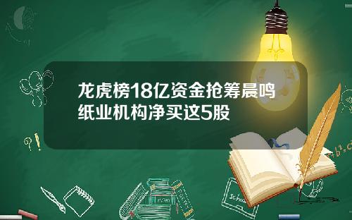 龙虎榜18亿资金抢筹晨鸣纸业机构净买这5股