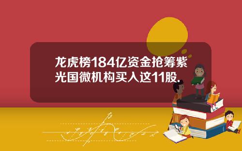 龙虎榜184亿资金抢筹紫光国微机构买入这11股.