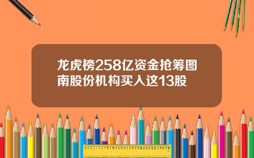 龙虎榜258亿资金抢筹图南股份机构买入这13股