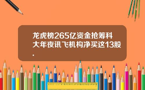龙虎榜265亿资金抢筹科大年夜讯飞机构净买这13股.