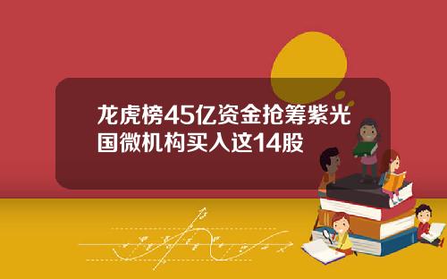 龙虎榜45亿资金抢筹紫光国微机构买入这14股