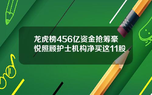 龙虎榜456亿资金抢筹豪悦照顾护士机构净买这11股