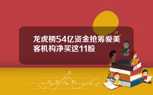 龙虎榜54亿资金抢筹爱美客机构净买这11股