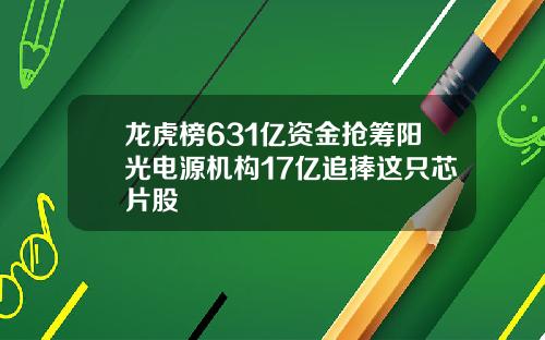 龙虎榜631亿资金抢筹阳光电源机构17亿追捧这只芯片股
